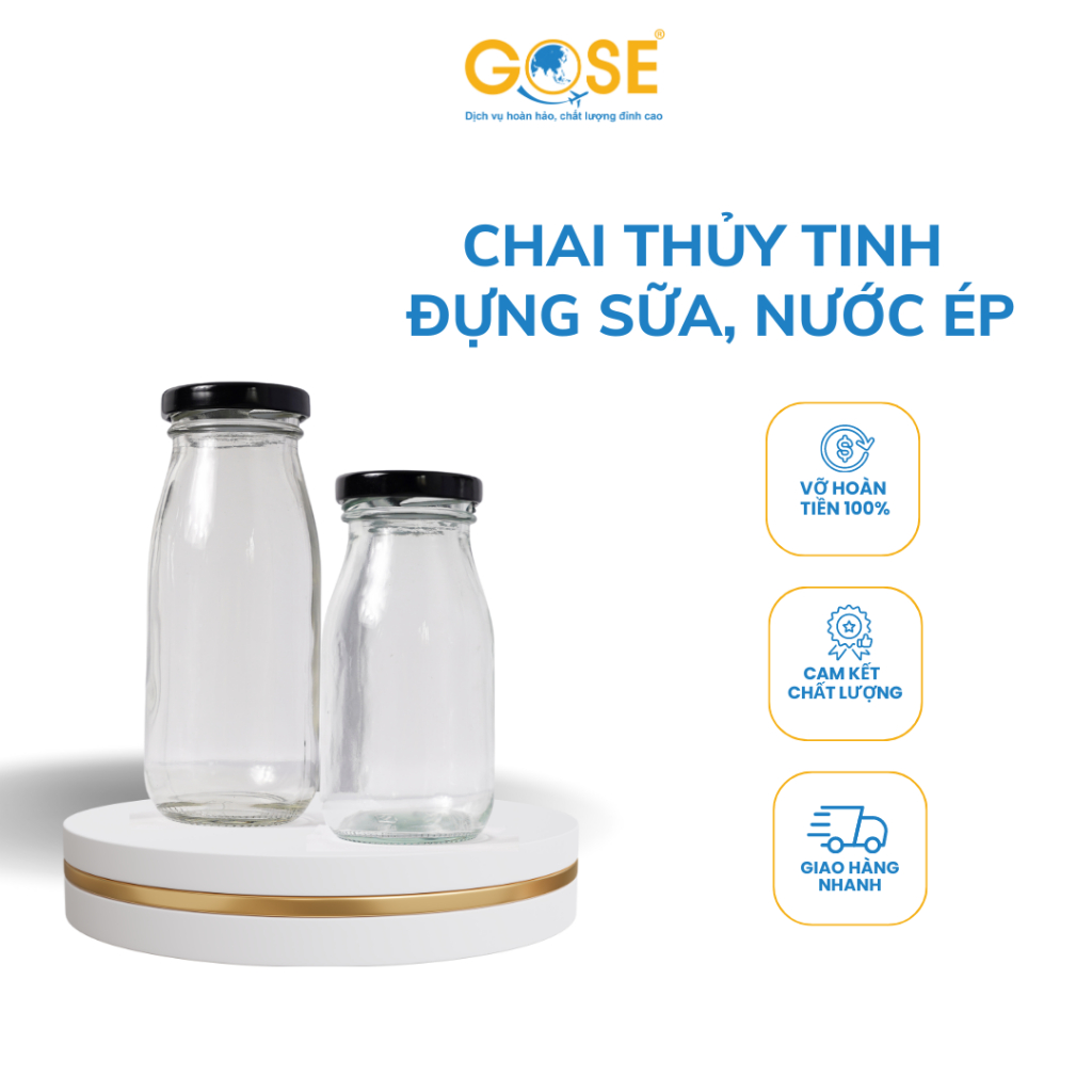 Ảnh Lọ thủy tinh đựng sữa GOSE chai đựng nước ép sinh tố đồ uống handmade đủ kích cỡ 1