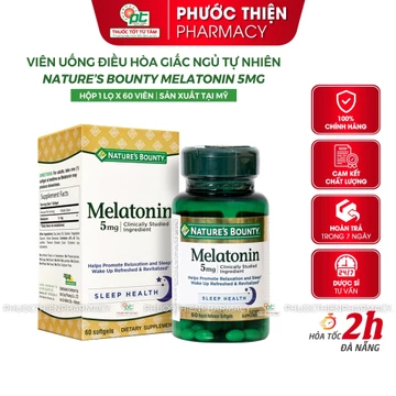 Viên uống hỗ trợ giấc ngủ, giúp ngủ ngon Nature's Bounty Melatonin 5mg 60 viên