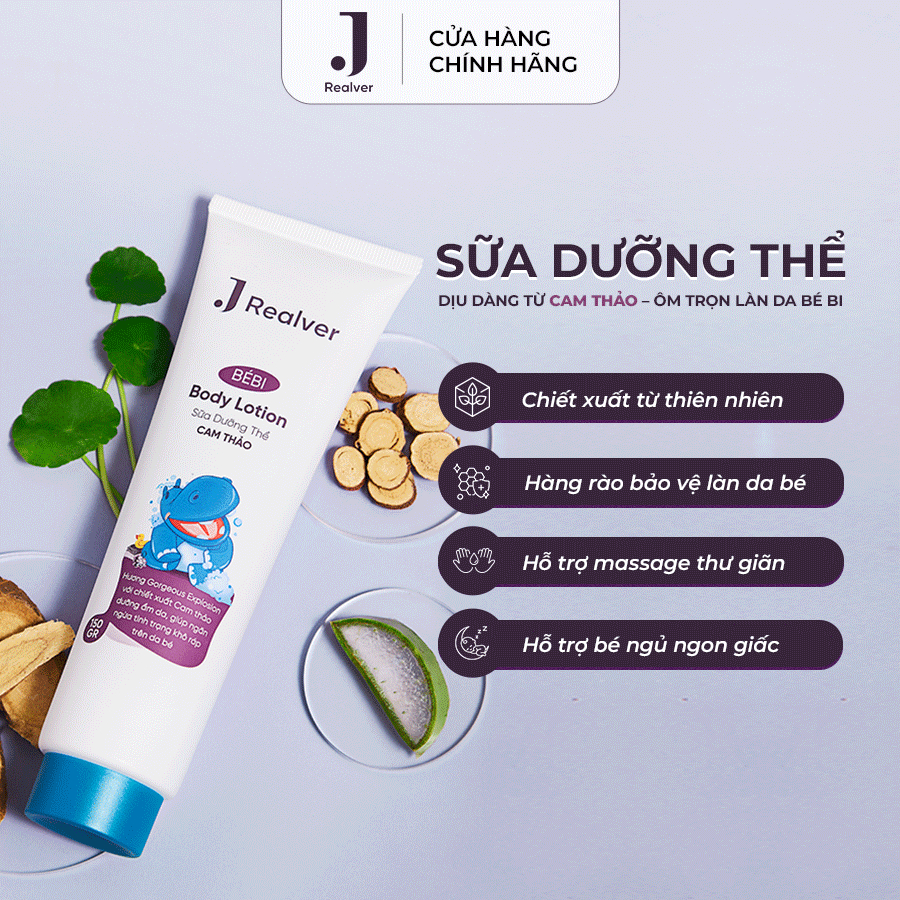 Sữa dưỡng thể cho bé - BÉBI hương Gorgeous Explosion 150g - Chiết xuất Cam thảo dưỡng ẩm sâu, thư giãn, an toàn cho da