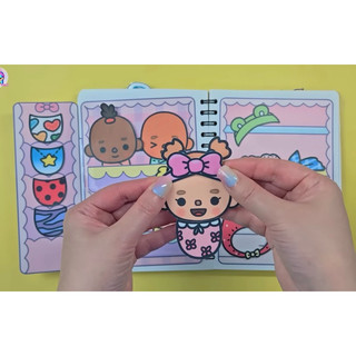 Đồ chơi bóc dán Chăm sóc em bé ( 4 em bé dễ thương) - Búp bê giấy Pighandmade