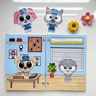 Đồ chơi bóc dán búp bê giấy tập làm cảnh sát trưởng Labrador - Pighandmade