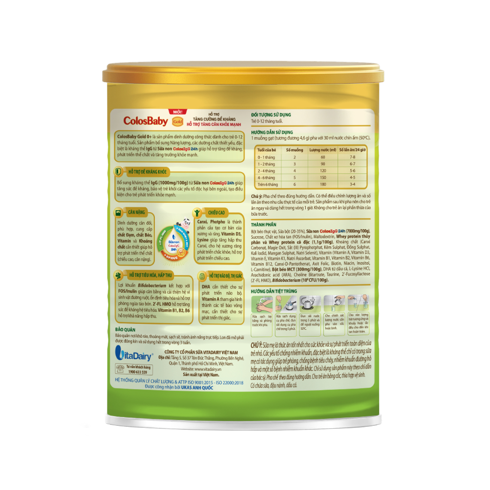 Ảnh Sữa non ColosBaby Gold 0+ 400g (Mới), sữa bột giúp tăng cường đề kháng, tăng cân khỏe mạnh - VitaDairy 3