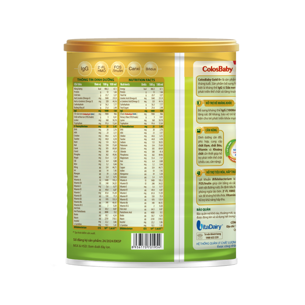 Ảnh Sữa non ColosBaby Gold 0+ 400g (Mới), sữa bột giúp tăng cường đề kháng, tăng cân khỏe mạnh - VitaDairy 2