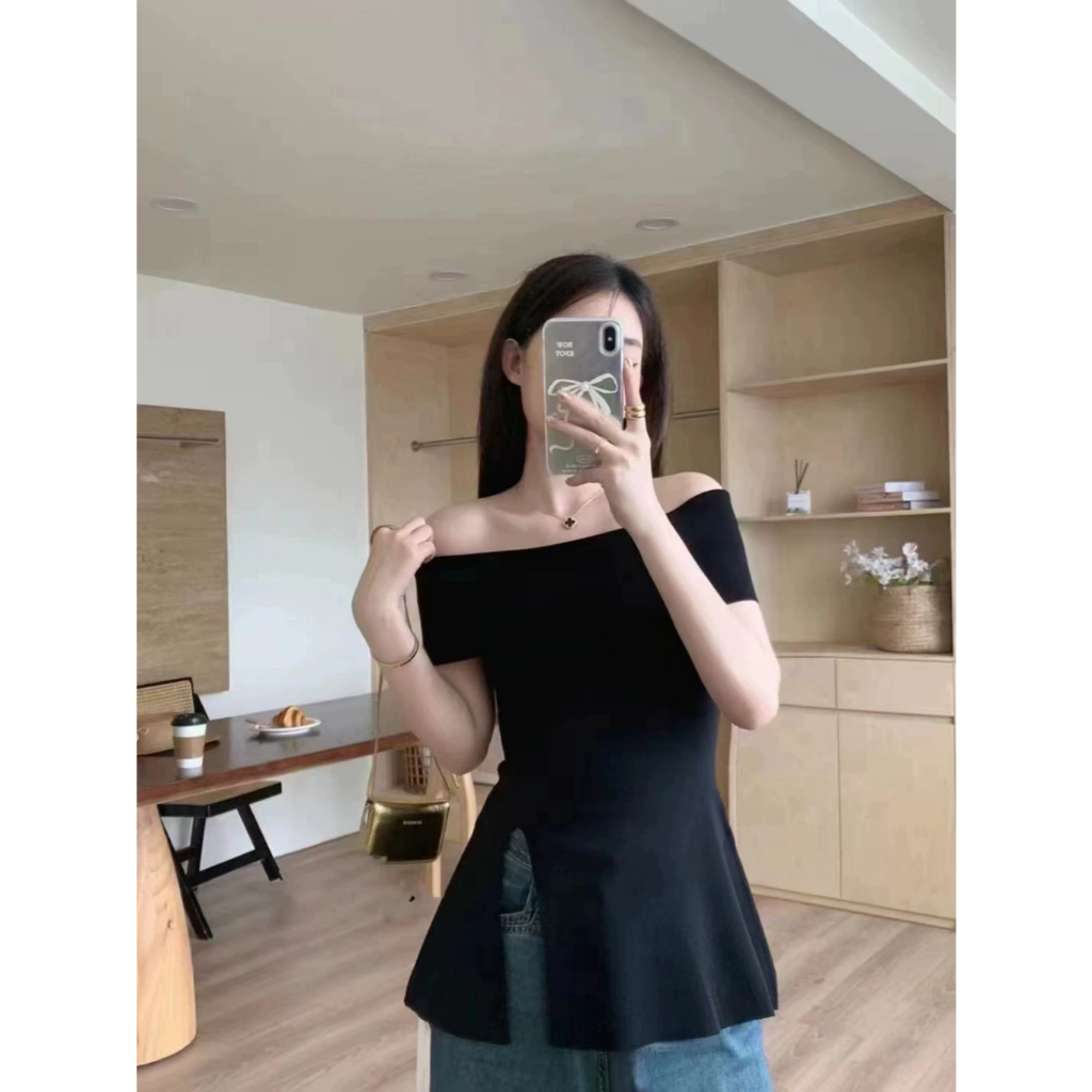 [CÓ SIZE] Áo Trễ Vai Body RANSHI Xẻ Tà Bên Hông Ôm Sát Tôn Eo Chất Tăm Thái Mềm Mát - RA235