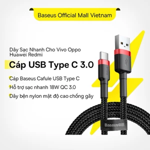 Cáp Sạc Nhanh Baseus Dây Sạc USB sang Type-C cho Xiaomi redmi Samsung S7 S8 S9 dài 0.5m 1m 2m