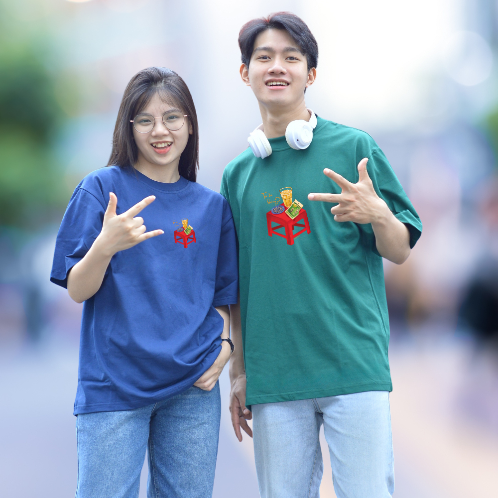 Áo thun Oversize cotton unisex nam nữ Goodore Trà đá mini thoáng mát năng động thiết kế độc đáo