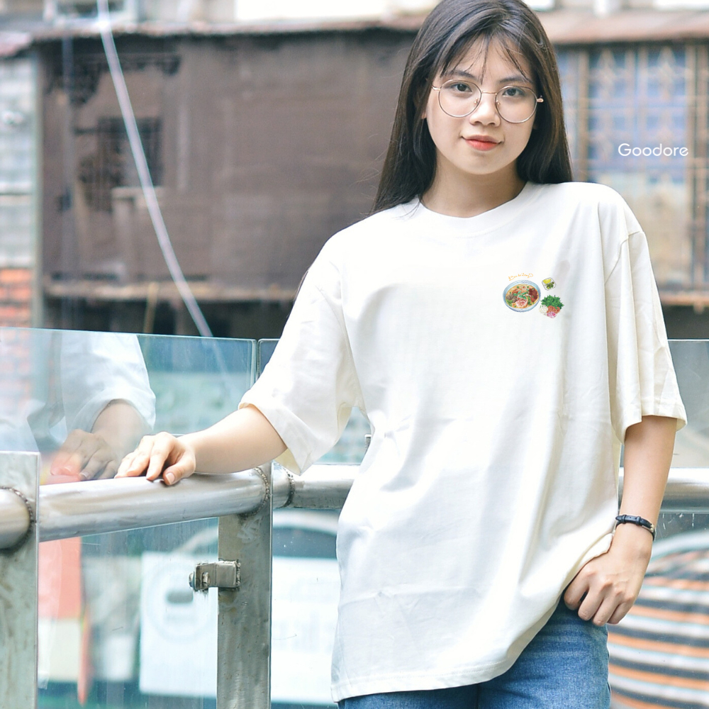 Áo thun Oversize cotton unisex nam nữ Goodore Bún bò mini thoáng mát năng động thiết kế độc đáo
