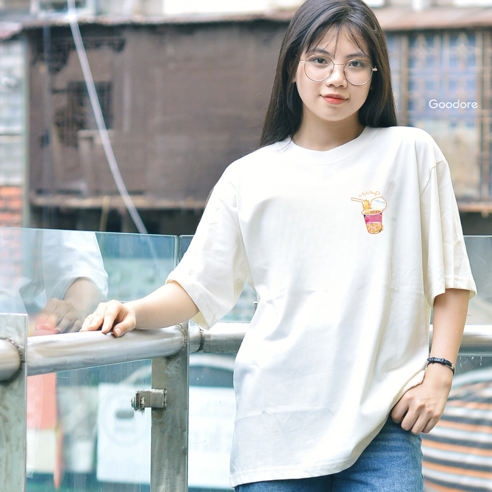 Áo thun Oversize cotton unisex nam nữ Goodore Mỳ tôm mini thoáng mát năng động thiết kế độc đáo