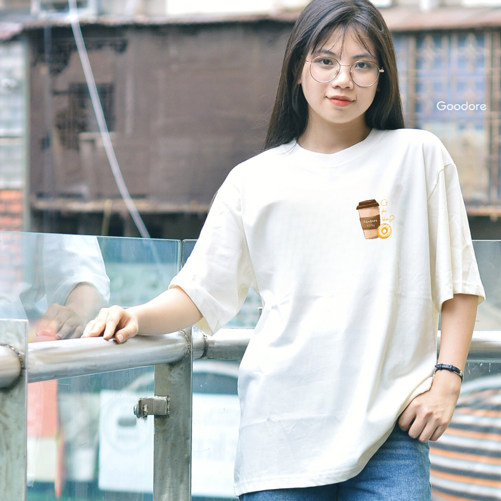 Áo thun Oversize cotton unisex nam nữ Goodore Cà phê Bánh mini thoáng mát năng động thiết kế độc đáo