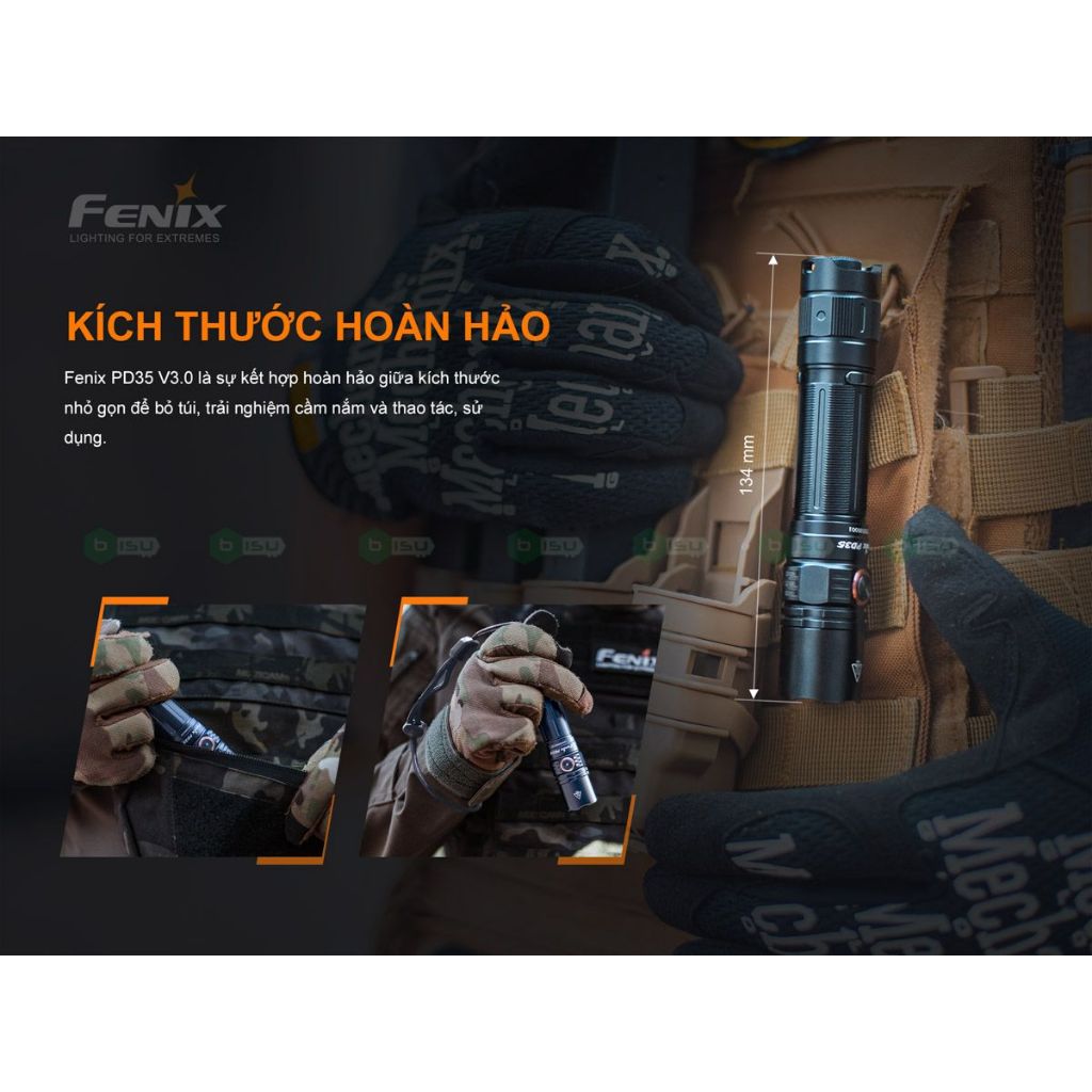 ĐÈN PIN FENIX PD36 Tac (3000 LUMENS)