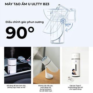 Máy phun sương tạo ẩm ULTTY B23, không dây nhỏ gọn thích hợp để ô tô, văn phòng, phòng ngủ