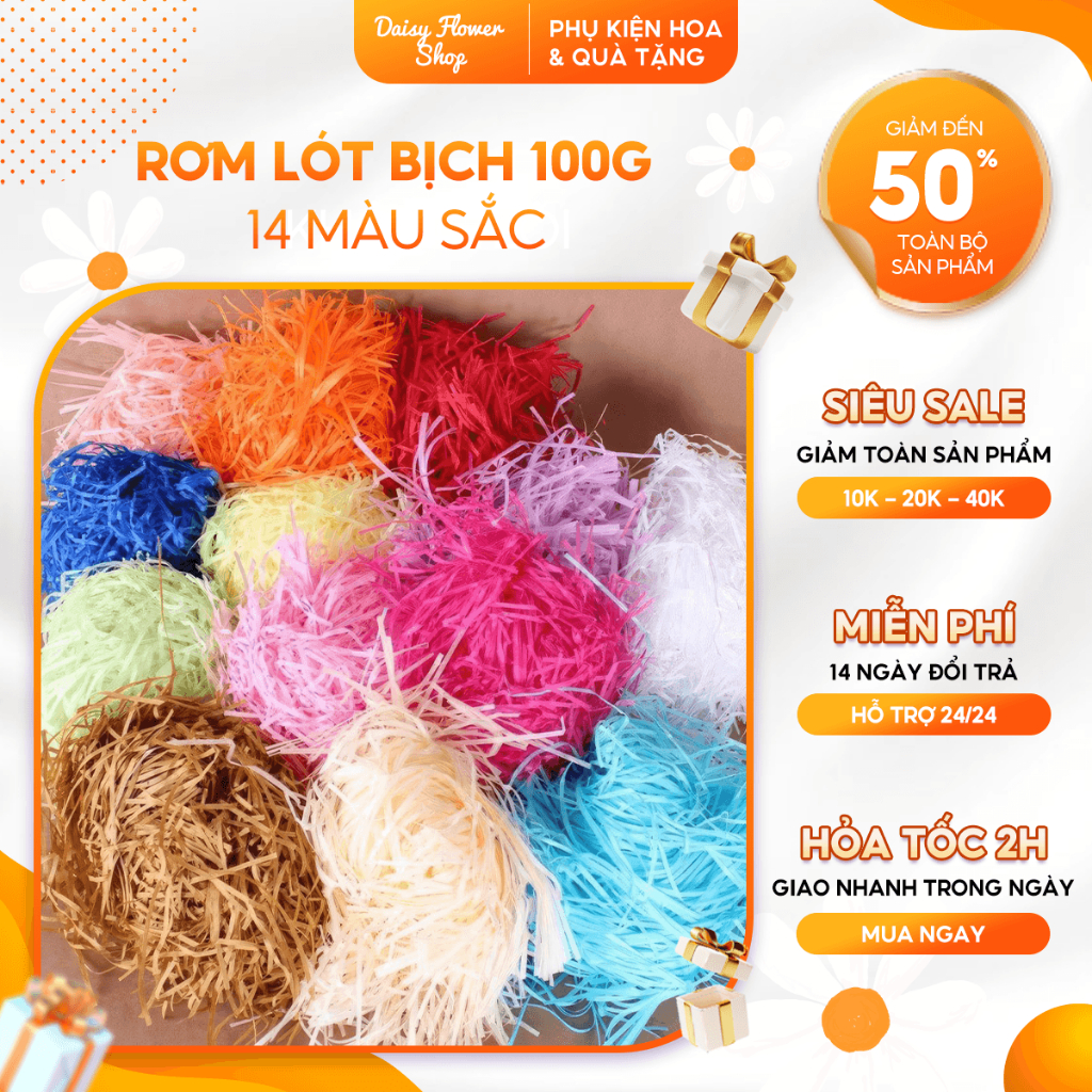 [100g] Giấy Rơm Lót Hộp Quà, Giấy Kraft Cắt Sợi Trang Trí Hộp Quà Nhiều ...