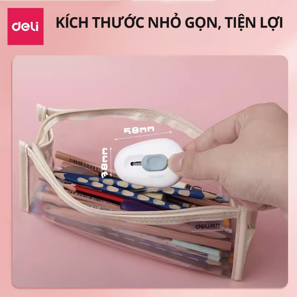 Dao rọc giấy mini 35mm cao cấp Deli Thép hợp kim siêu bền,nhỏ gọn sắc bén cho học sinh, văn phòng có lỗ treo E2050