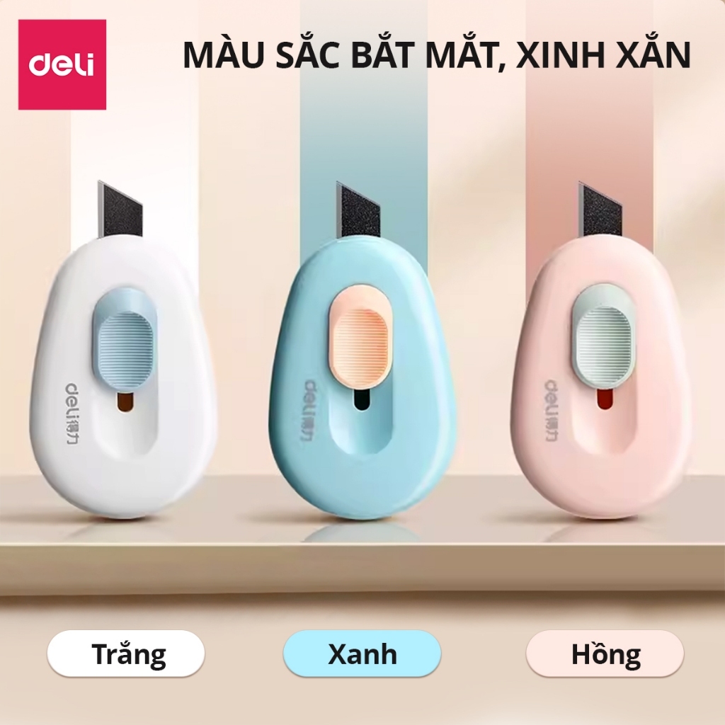 Dao rọc giấy mini 35mm cao cấp Deli Thép hợp kim siêu bền,nhỏ gọn sắc bén cho học sinh, văn phòng có lỗ treo E2050