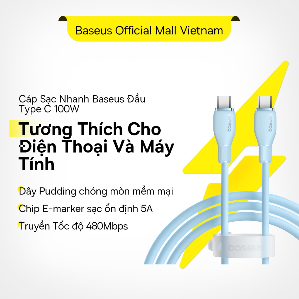 Ảnh Dây Cáp Sạc Nhanh Baseus USB C Sang Type C PD 100W Cho Laptop iPp15 Samsung S23 Xiaomi 1