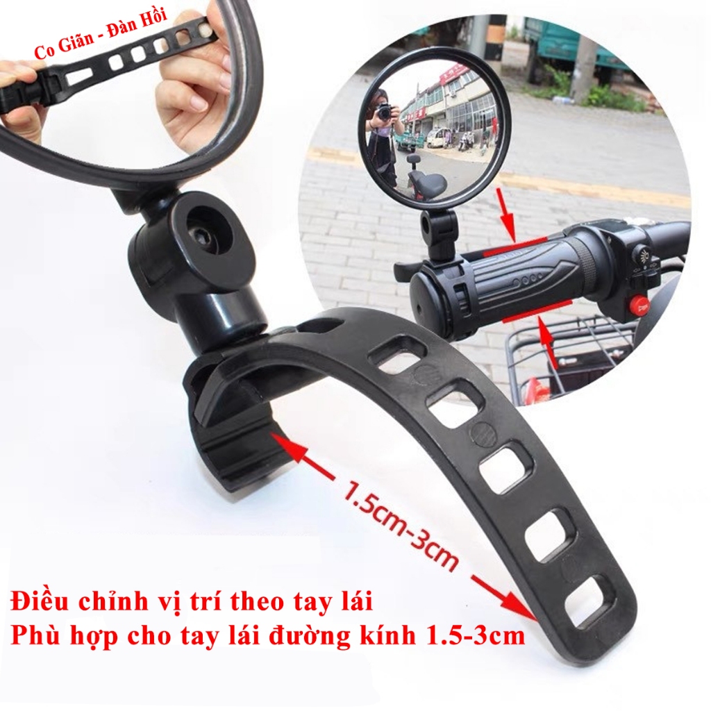 Ảnh Gương Xe Đạp Thể Thao Chiếu Hậu Gắn Tay Lái Quay 360 Độ Linh Hoạt Cầu Lồi Góc Rộng 5cm,8cm ECO2 Chính Hãng Amalife 3
