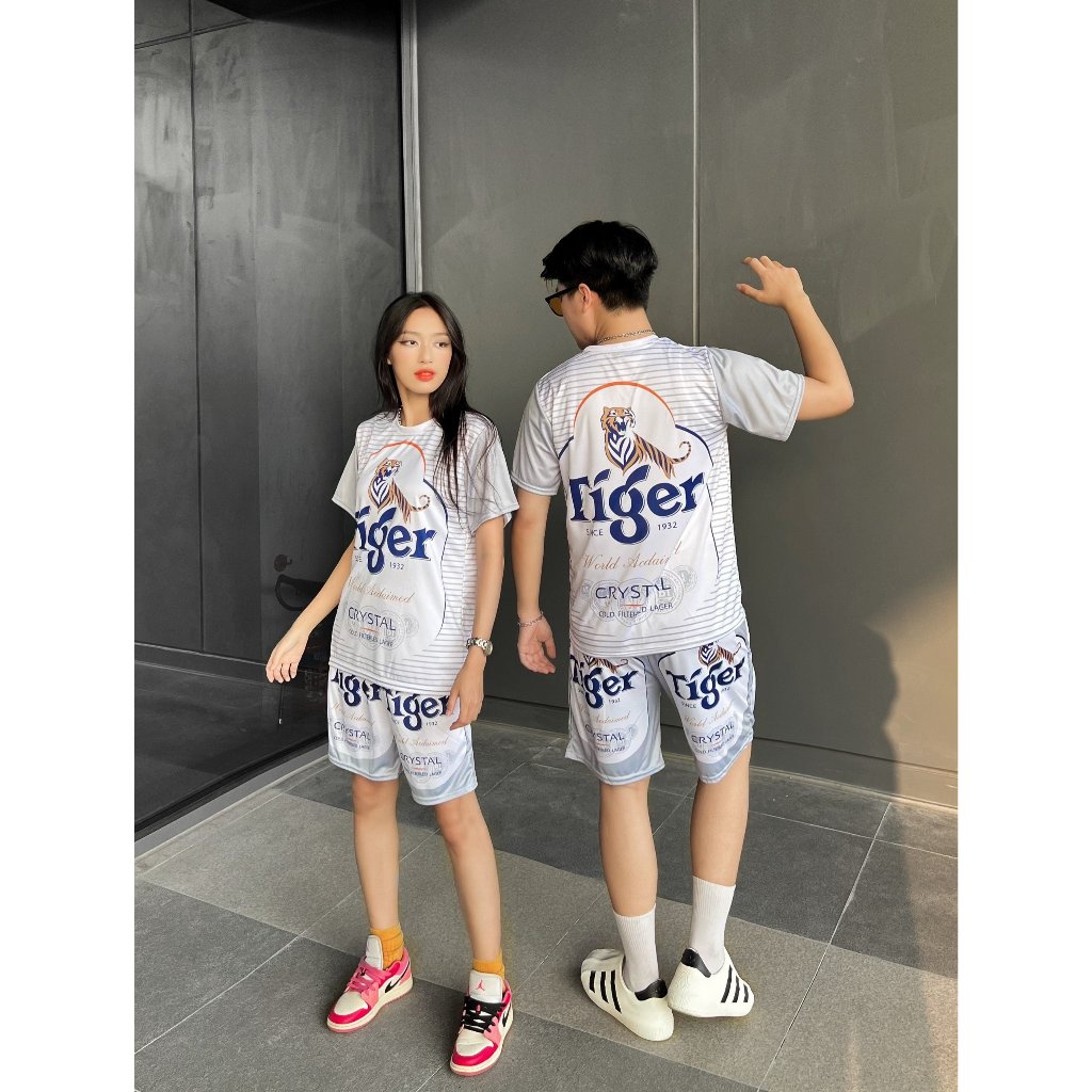 Đồ Bộ Thể Thao Nam Nữ Họa Tiết Bia TIGER BẠC Chất Thun Lạnh Co Giãn 4 Chiều 5 Size 10-100kg Trẻ Trung - unisex Kl1
