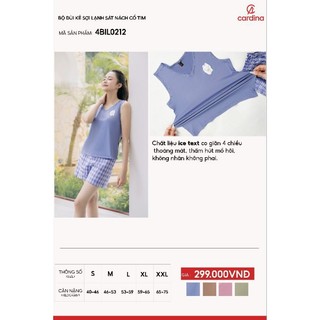 Đồ bộ nữ CARDINA chất liệu Ice text màu sắc trẻ trung thoáng mát kiểu dáng nhẹ nhàng thoải mái 4BIL02