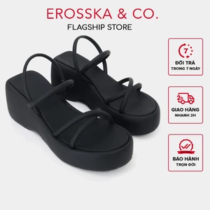 - Sandal nữ đế xuồng phối dây quai ngang dây mảnh cao 9cm màu đen - SB036