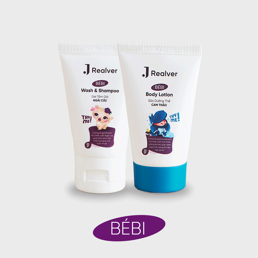 Combo Travel Set 2 món cho bé-Gel tắm gội ngải cứu&Sữa dưỡng thể cam thảo 30g, chăm sóc da toàn diện