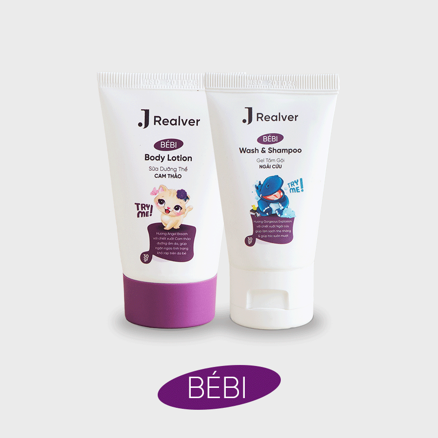 Combo Travel Set 2 món cho bé-Gel tắm gội ngải cứu&Sữa dưỡng thể cam thảo 30g, chăm sóc da toàn diện