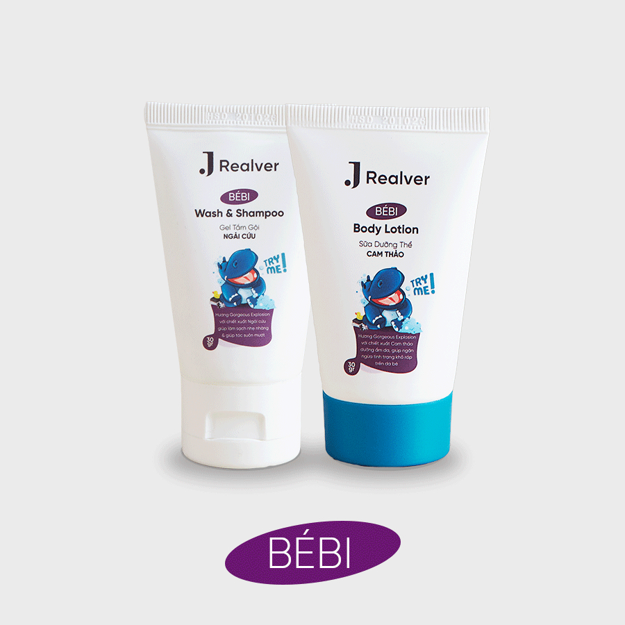 Combo Travel Set 2 món cho bé-Gel tắm gội ngải cứu&Sữa dưỡng thể cam thảo 30g, chăm sóc da toàn diện