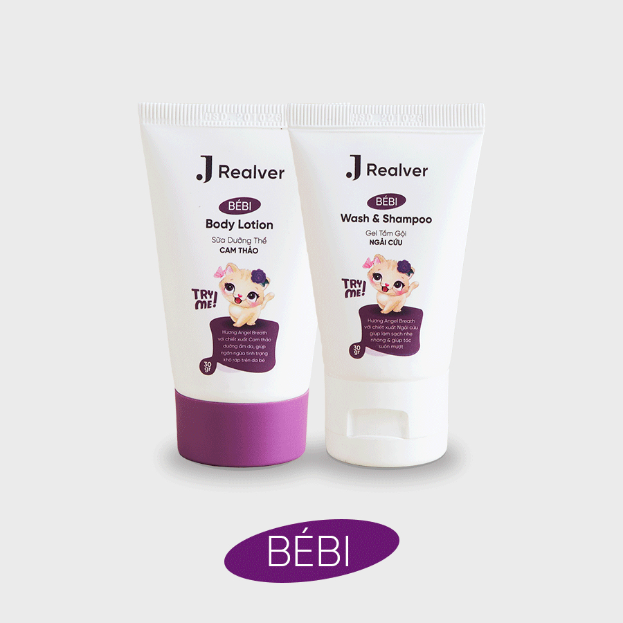 Combo Travel Set 2 món cho bé-Gel tắm gội ngải cứu&Sữa dưỡng thể cam thảo 30g, chăm sóc da toàn diện