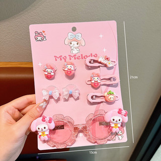 Phụ Kiện Tóc Trẻ Em Mùa Hè Mới Hoạt Hình Dễ Thương Sanrio Crown Magic Stick Kẹp Tóc Dây Da Kính Mát Bộ Mũ