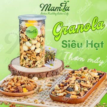 1KG Granola siêu hạt ăn kiêng thêm hạt Macca chứa omega. ngũ cốc giảm cân,eatclean, Đồ ăn vặt Mamfa