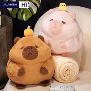 Gối Capybara Kèm Chăn Văn Phòng Tiện Lợi Bộ Chăn Gối Gấu Bông Capybara Đa Năng Vừa Chất Liệu Mềm Mại Đàn Hồi Cao Cấp