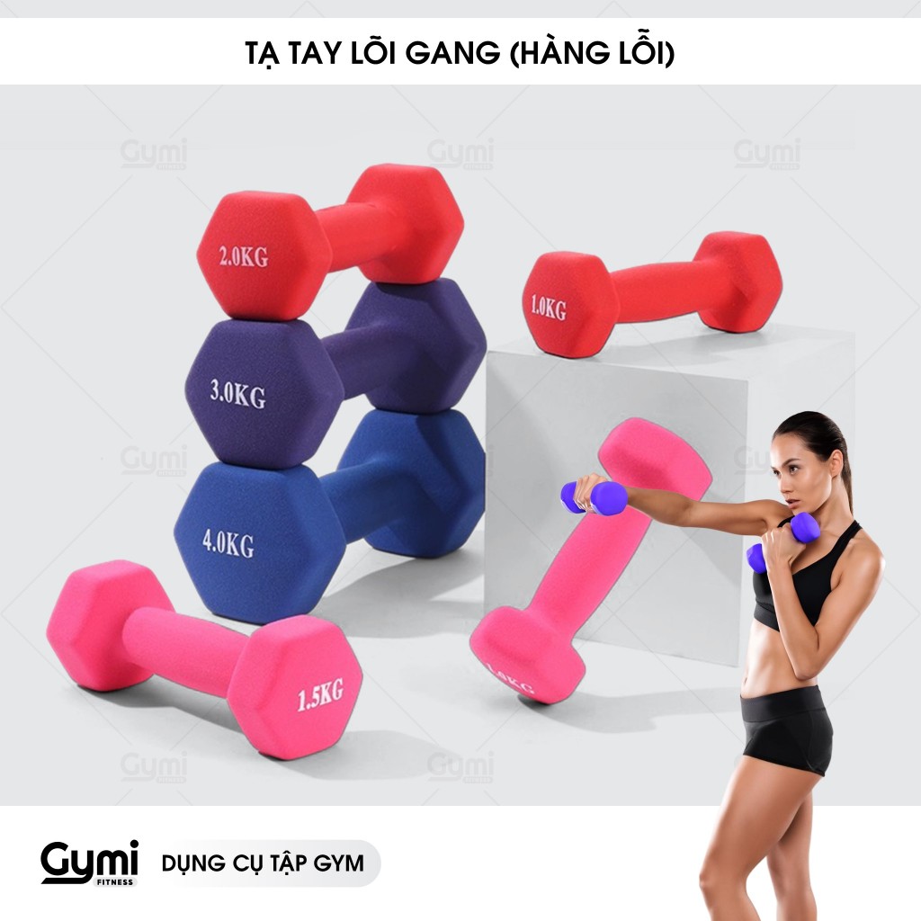 [Hàng Lỗi] [1 Cái] Tạ Tay 3kg - 5kg Lõi Gang Bọc Cao Su Tập Gym Yoga Chống Trơn Trượt, Xước Vỡ Sàn - taloi-3-5kg