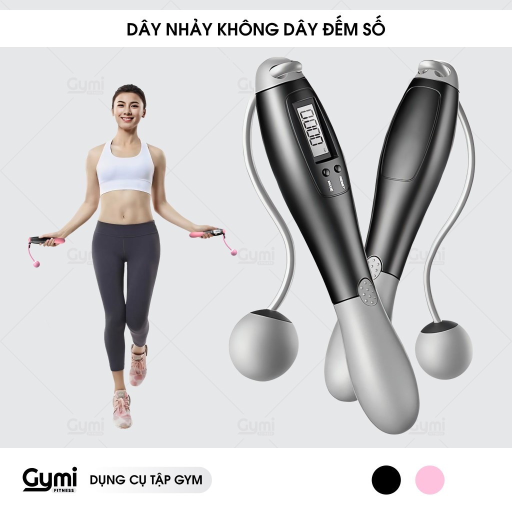 Dây Nhảy Thể Dục, Không Dây Đếm Số Vòng Tự Động Calo & Km, bóng lớn 65mm, 4 Chế Độ - DN04