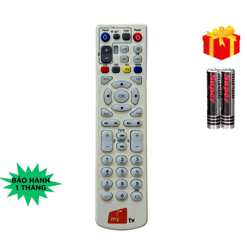 Remote điều khiển đầu thu MyTV mã 01, điều khiển tivi My TV - Tặng kèm ...