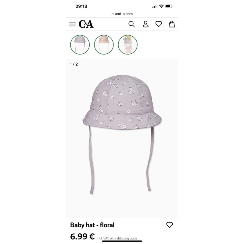 [MD120] C&A Mũ đội đầu che nắng xinh cho bé xuất xịn