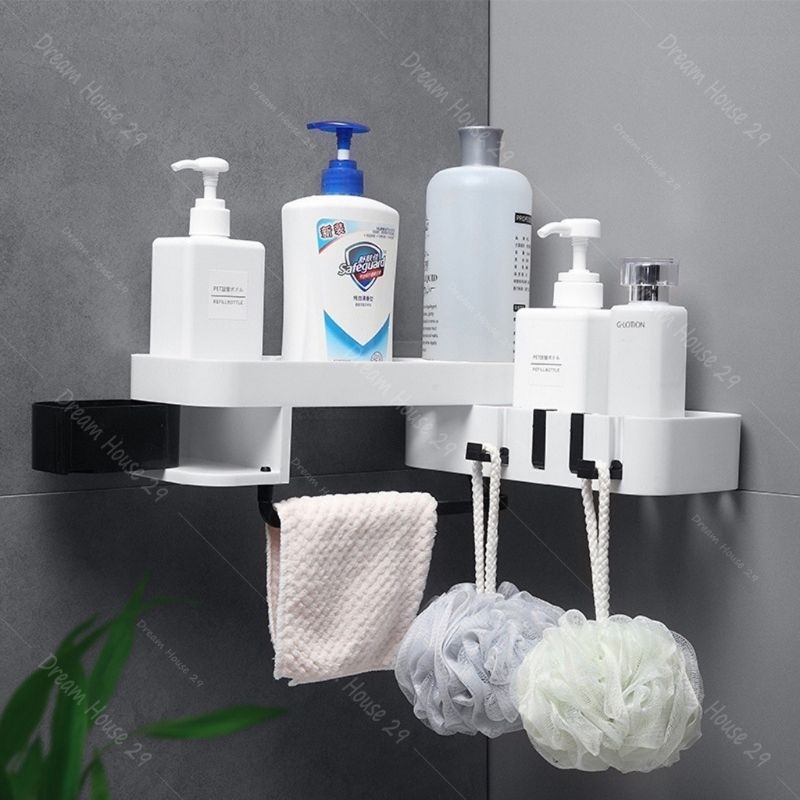 (THANH LÝ XẢ KHO )KỆ GÓC NHÀ TẮM DÁN TƯỜNG SIÊU DÍNH CHẤT LIỆU NHƯA ABS CHỊU LỰC 10KG