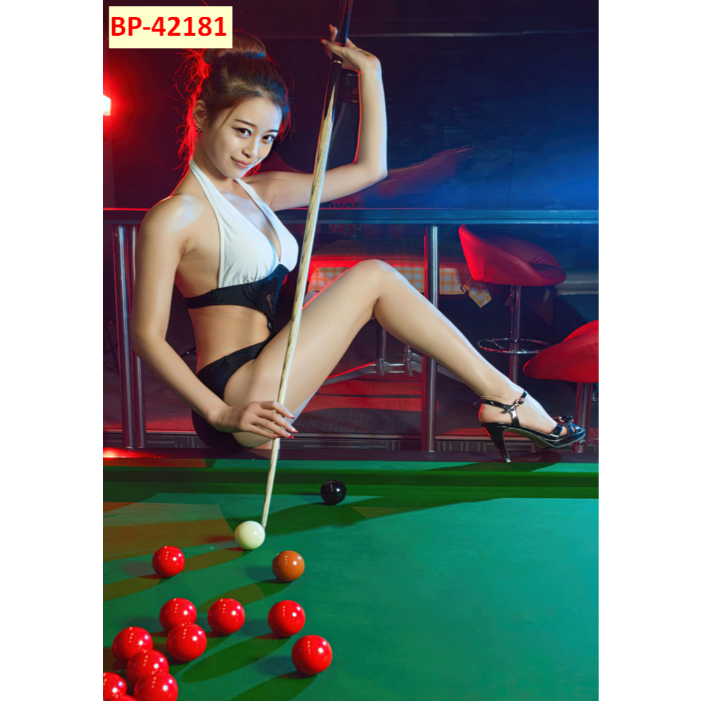 Tranh Vải lụa 3d dán tường cao cấp mẫu chủ đề bi-a(bida) billard mẫu dọc nhiều kích thước