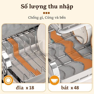 GSlife 42/53cm Kệ Chén Bát Đĩa INOX 2/3 Tầng Kèm Khay Đựng Kệ Nhà Bếp Đa Năng