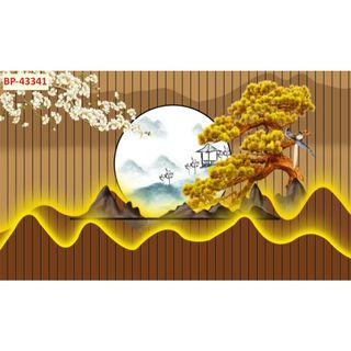 Tranh dán tường lam sóng sang trọng, hiện đại, không gian mới lụa kim tuyến dày dặn