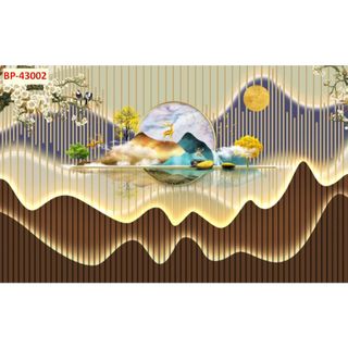 Tranh dán tường lam sóng sang trọng, hiện đại, không gian mới lụa kim tuyến dày dặn