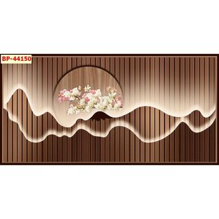 Tranh dán tường 3D lam sóng hiện đại in vải lụa  (Tặng kèm keo)