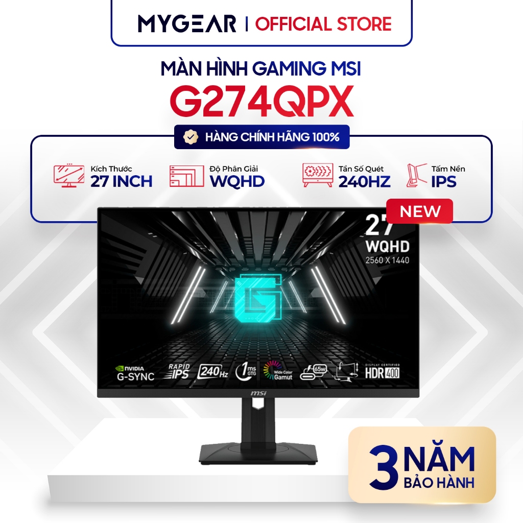 Màn hình - Monitor Gaming MSI G274QPX 27 Inch WQHD IPS 240Hz - Chính hãng - Bảo hành 36 tháng | BigBuy360 - bigbuy360.vn