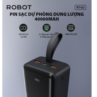 Pin Sạc Dự Phòng RT40 40.000mAh sạc nhanh 22.5W ROBOT chứng chỉ MSDS, CE MARKING, UN38.3, RoHS