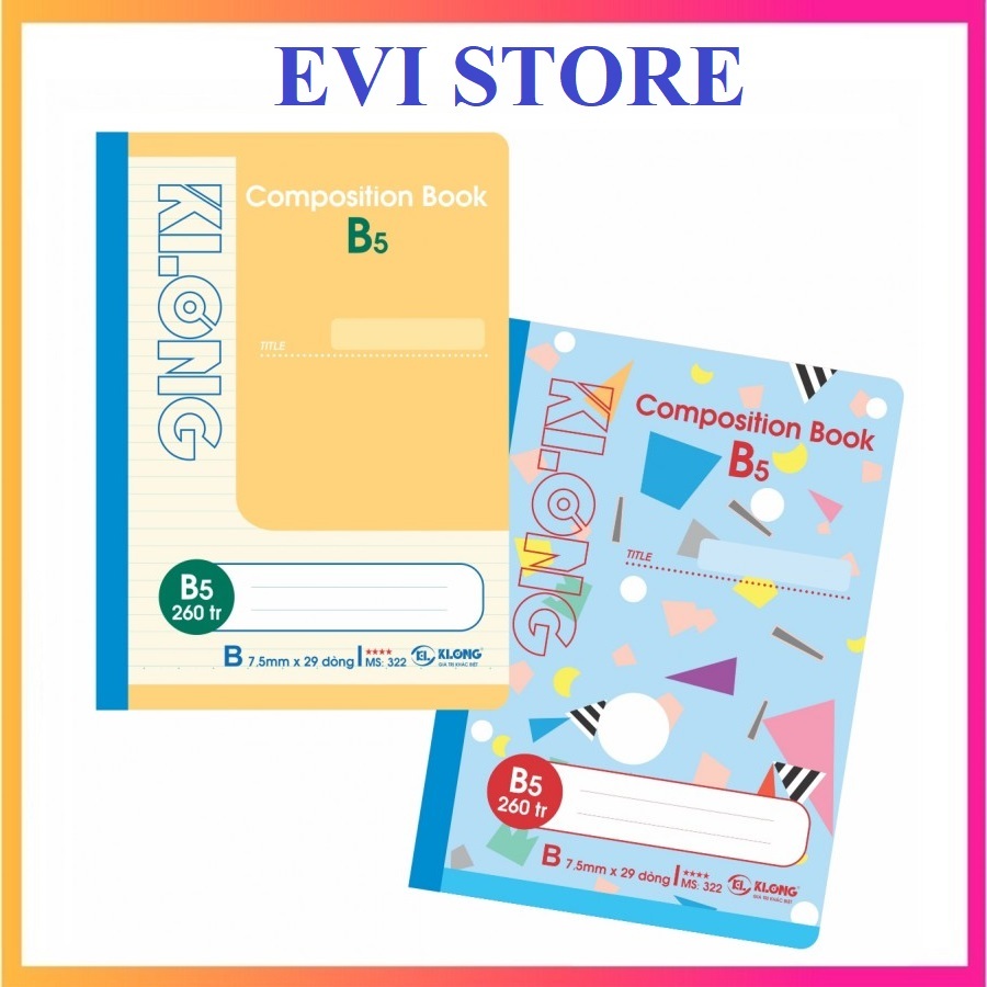Sổ kẻ ngang may gáy Composition Book 260 trang B5 Klong 322 kích thước ...