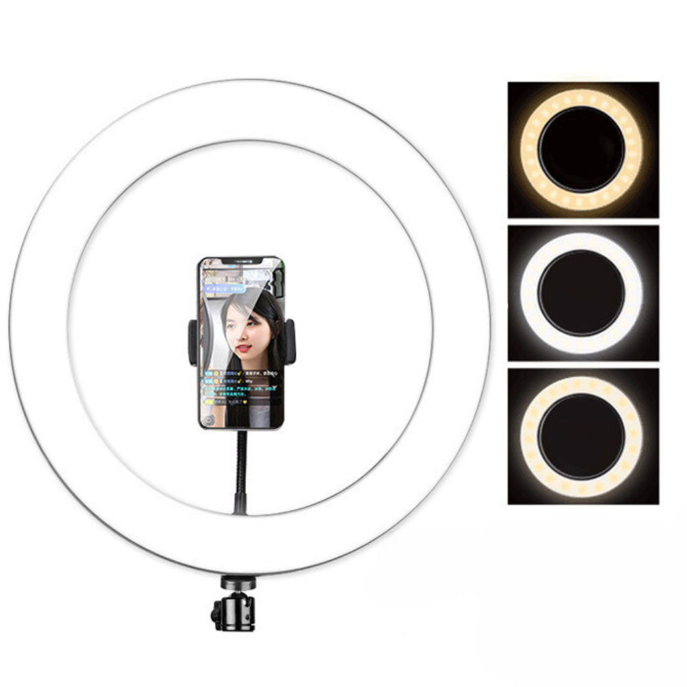Đèn livestream bán hàng kèm kẹp điện thoại các sz 26,30,33cm chân 2m1 - Đèn livestream quay video