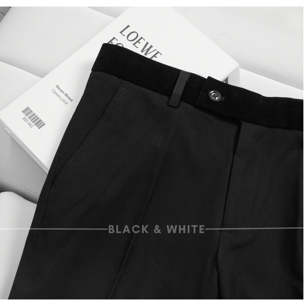 Quần Đen mix vải Nhung, độc quyền nhà Black&White