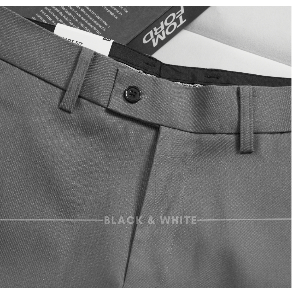 Quần Âu Nam,Màu Ghi chất liệu 79 dày dặn Black&Whie dáng slimfit công sở mềm mại thoải mái