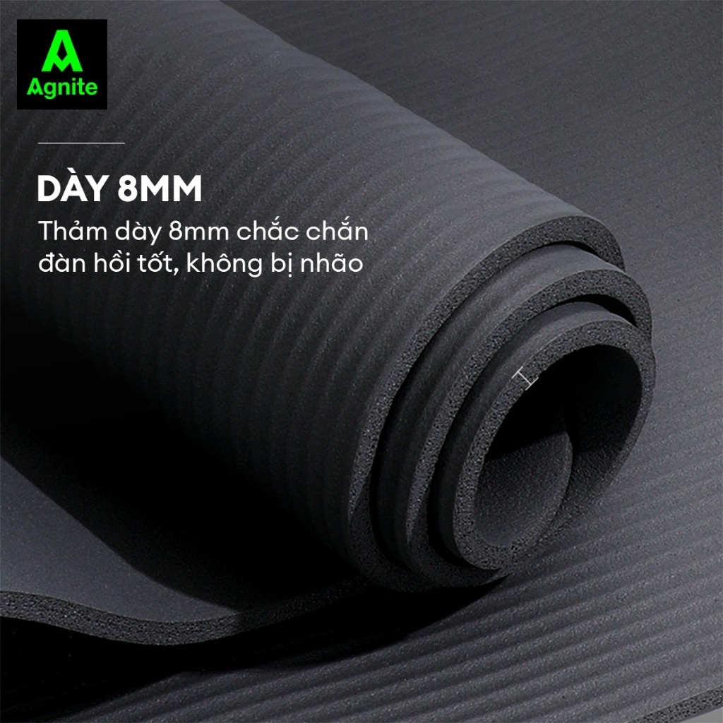 [SIÊU RẺ] Thảm Tập Yoga, Gym kèm túi dày 10mm chính hãng Agnite chống trơn trượt, chất liệu cao su 2 lớp