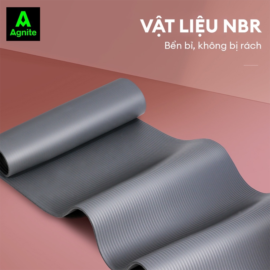[SIÊU RẺ] Thảm Tập Yoga, Gym kèm túi dày 10mm chính hãng Agnite chống trơn trượt, chất liệu cao su 2 lớp