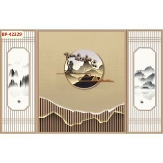Tranh dán tường 3d lam sóng trang trí decor phòng khách, trang trí quán spa, đông y
