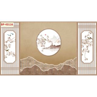 Tranh dán tường 3d lam sóng trang trí decor phòng khách, trang trí quán spa, đông y